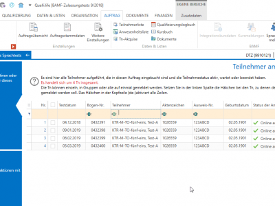 Die Ergebnisse der Sprachtests müssen nicht für jeden Tn einzelnen übermittelt werden. Qualli.life gestattet die Übermittlung von vielen Sprachtests auf einmal